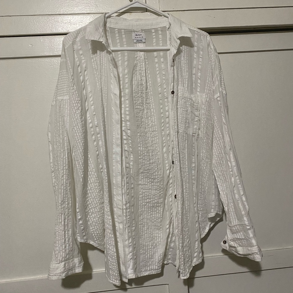 RVCA White Button Up Top